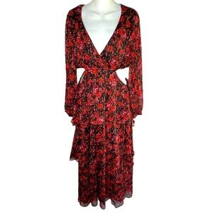 2/$20💥 NEW Haute Nites Maxi Floral Print Sides Maxi Dress Sz 9 Junior